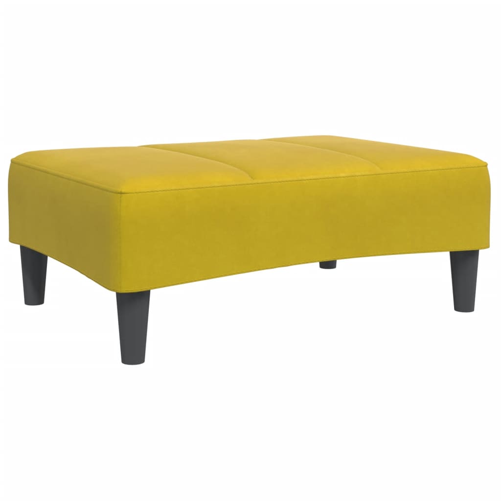 Divano Letto 2 Posti con Sgabello Giallo in Velluto - homemem39