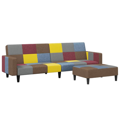 2 Seater Sofa Bed with Patchwork Footstool in Fabric