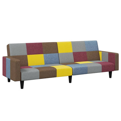 2 Seater Sofa Bed with Patchwork Footstool in Fabric