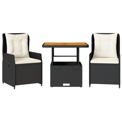 Set da Bistrò 3 pz con Cuscini Nero in Polyrattan - homemem39