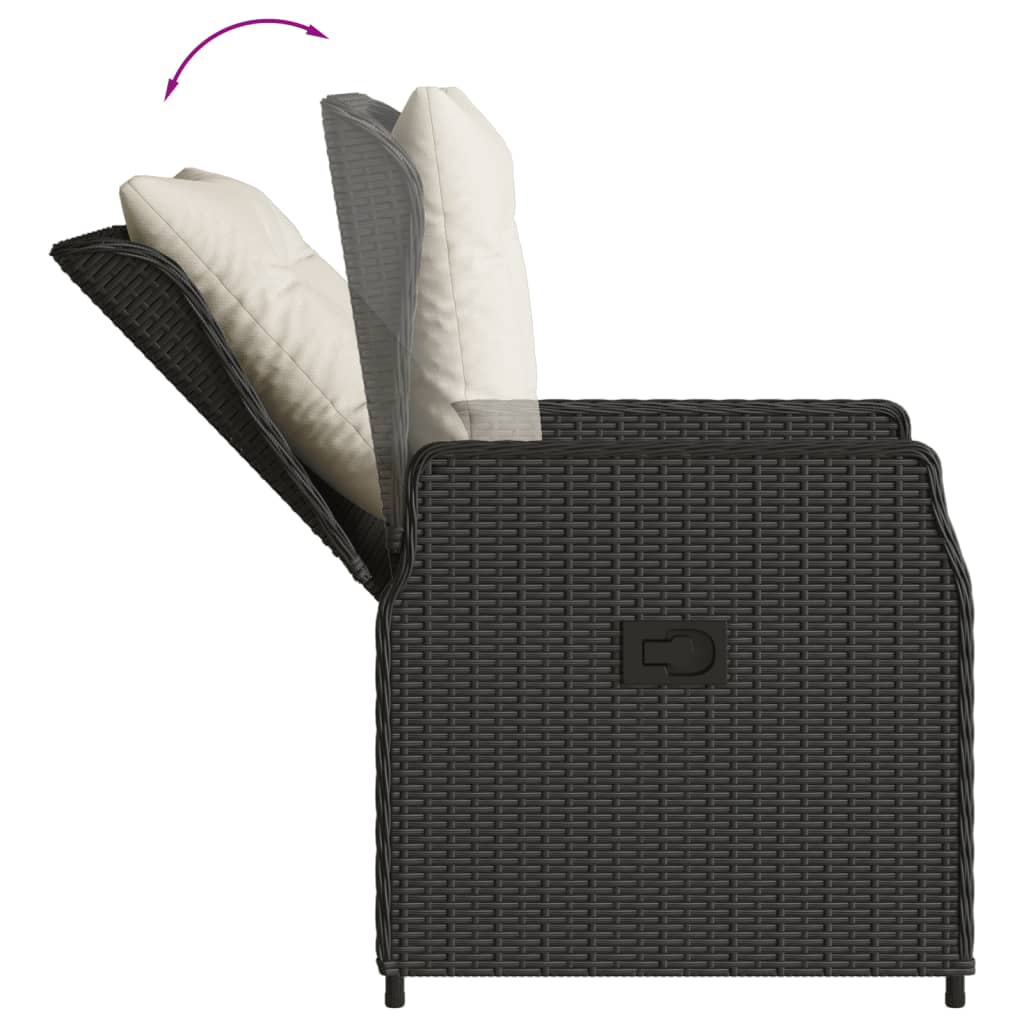 Set da Pranzo da Giardino 5 pz Nero con Cuscini in Polyrattan | homemem39
