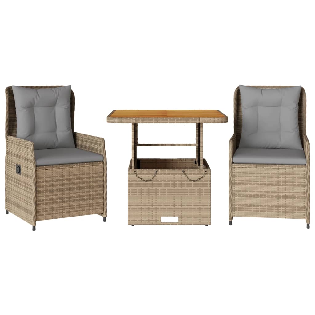 Set da Bistrò 3 pz con Cuscini Beige in Polyrattan - homemem39