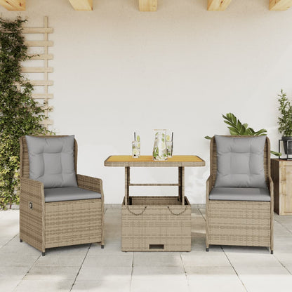 Set da Bistrò 3 pz con Cuscini Beige in Polyrattan - homemem39