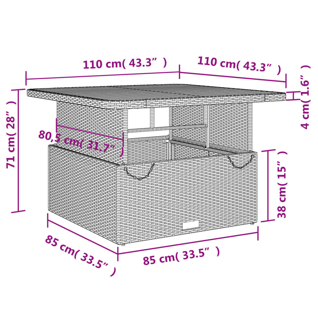 Set da Pranzo da Giardino 5 pz con Cuscini Beige in Polyrattan | homemem39