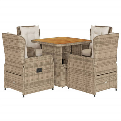Set da Pranzo da Giardino 5 pz con Cuscini Beige in Polyrattan - homemem39