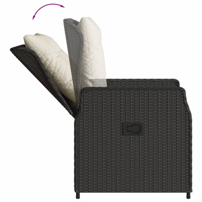 Set da Pranzo da Giardino 9 pz con Cuscini Nero in Polyrattan | homemem39
