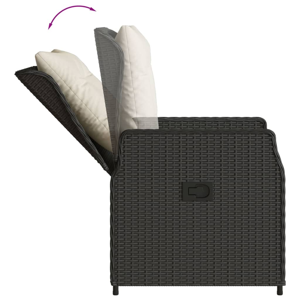 Set da Pranzo da Giardino 7 pz Nero con Cuscini in Polyrattan | homemem39