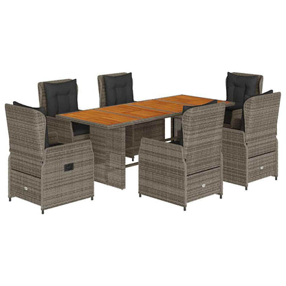 Set da Pranzo da Giardino 7 pz con Cuscini in Polyrattan Grigio | homemem39