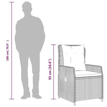 Set da Pranzo da Giardino 7 pz con Cuscini in Polyrattan Grigio | homemem39