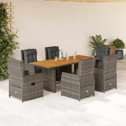 Set da Pranzo da Giardino 7 pz con Cuscini in Polyrattan Grigio | homemem39