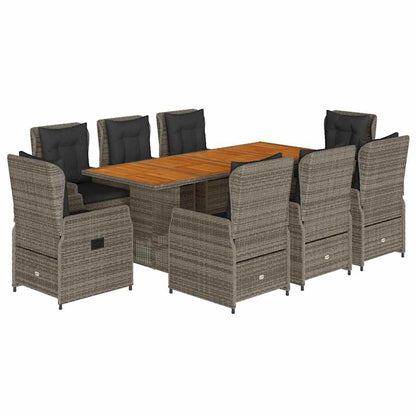 Set da Pranzo da Giardino 9 pz con Cuscini in Polyrattan Grigio | homemem39