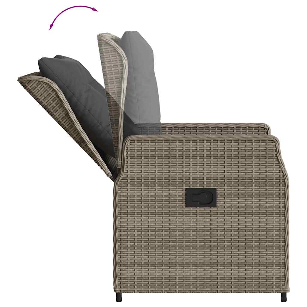 Set da Pranzo da Giardino 9 pz con Cuscini in Polyrattan Grigio | homemem39