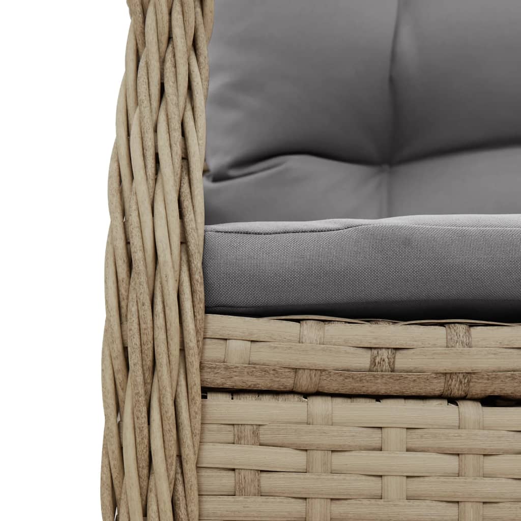 Set da Pranzo da Giardino 7 pz con Cuscini Beige in Polyrattan | homemem39