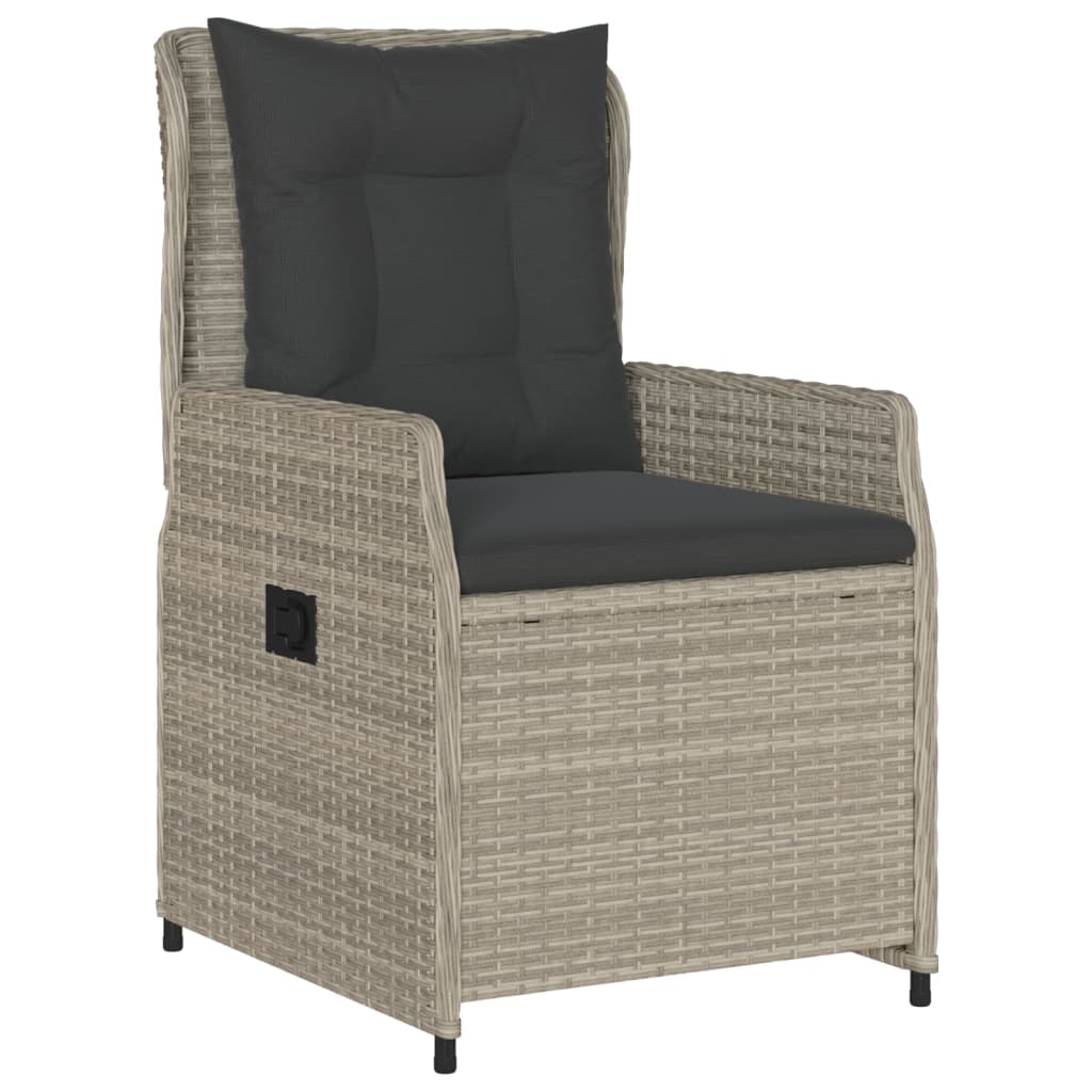 Set da Pranzo da Giardino 7 pz Cuscini Polyrattan Grigio Chiaro | homemem39