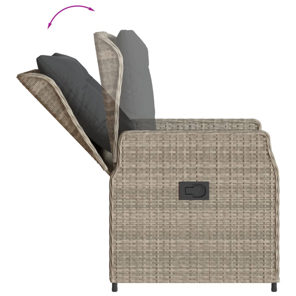 Set da Pranzo da Giardino 7 pz Cuscini Polyrattan Grigio Chiaro | homemem39