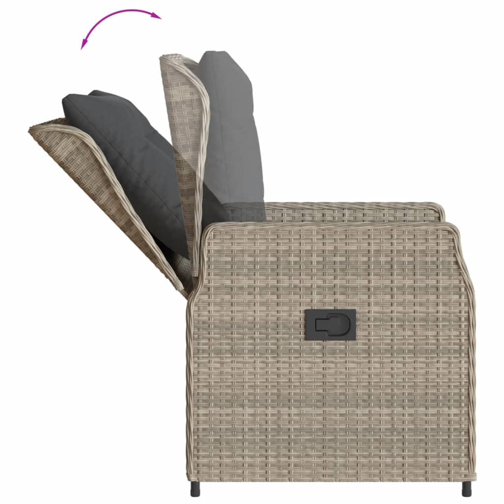 Set Pranzo da Giardino 9pz con Cuscini Grigio Chiaro Polyrattan | homemem39