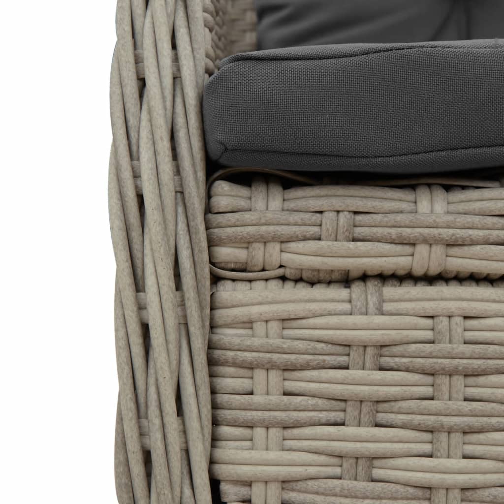 Set Pranzo da Giardino 9pz con Cuscini Grigio Chiaro Polyrattan | homemem39