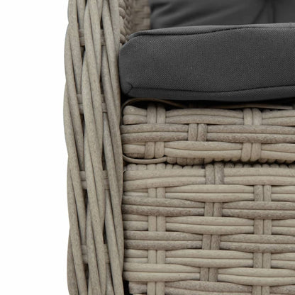 Set Pranzo da Giardino 9pz con Cuscini Grigio Chiaro Polyrattan | homemem39