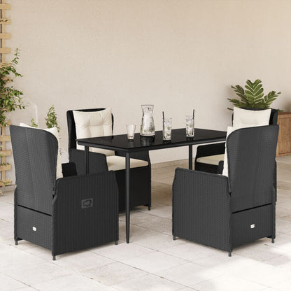 Set da Pranzo da Giardino 5 pz Nero con Cuscini in Polyrattan | homemem39