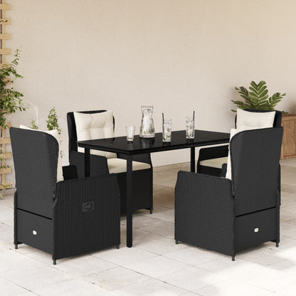 Set da Pranzo da Giardino 5 pz Nero con Cuscini in Polyrattan - homemem39