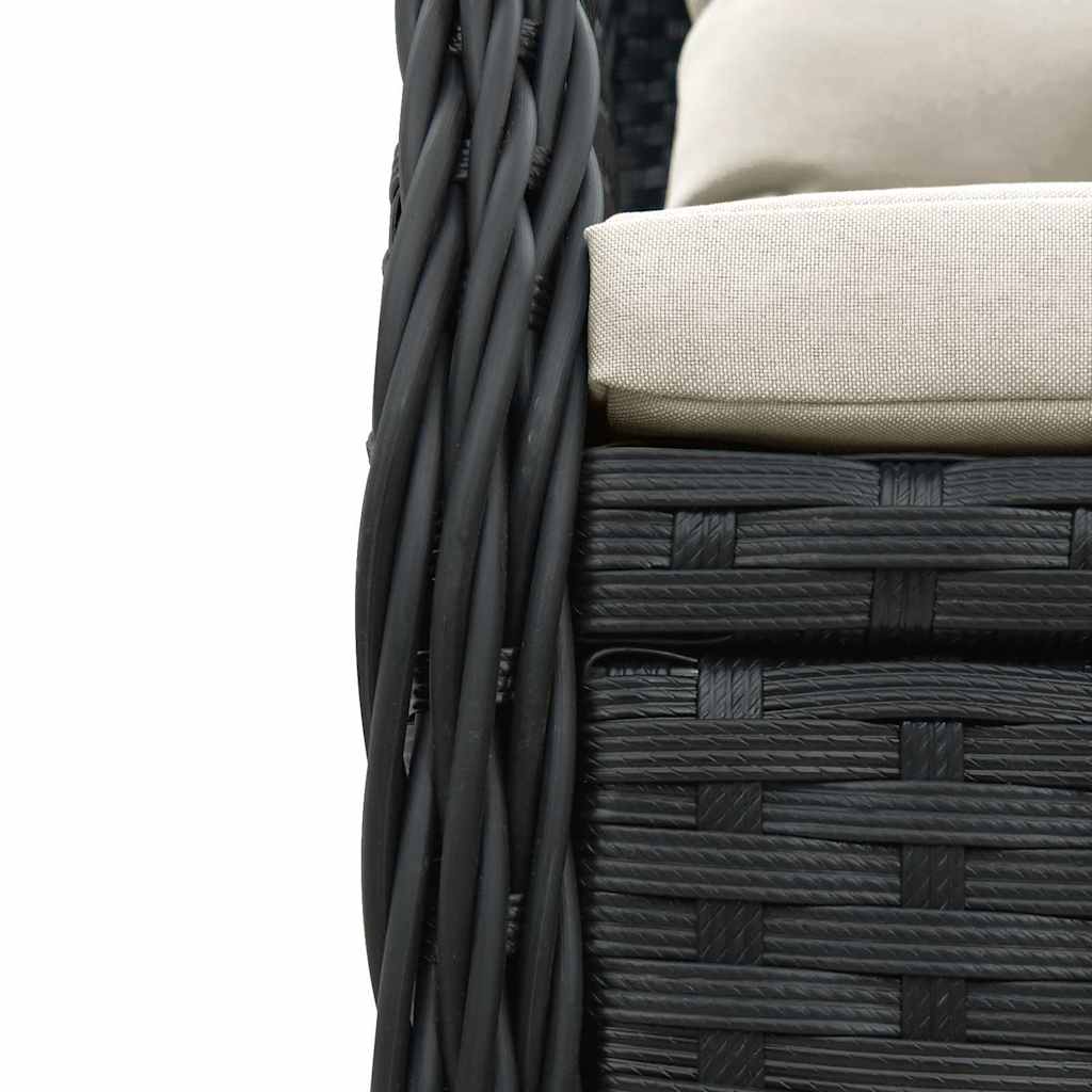 Set da Pranzo da Giardino 7 pz Nero con Cuscini in Polyrattan | homemem39