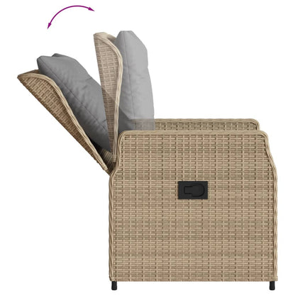 Set da Pranzo da Giardino 3 pz con Cuscini Beige in Polyrattan