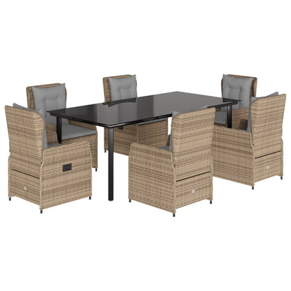 Set da Pranzo da Giardino 7 pz con Cuscini Beige in Polyrattan - homemem39