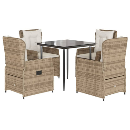 Set da Pranzo da Giardino 5 pz con Cuscini Beige in Polyrattan - homemem39