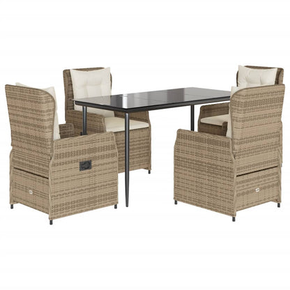 Set da Pranzo da Giardino 5 pz con Cuscini Beige in Polyrattan - homemem39