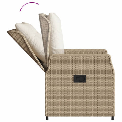 Set da Pranzo da Giardino 7 pz con Cuscini Beige in Polyrattan