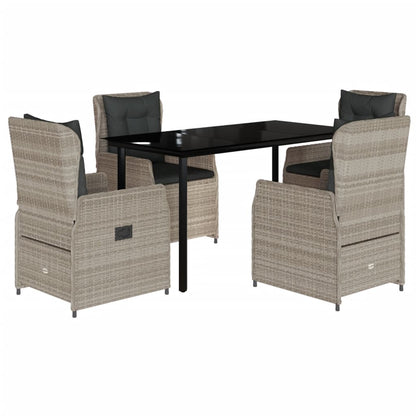 Set Pranzo da Giardino 5pz con Cuscini Grigio Chiaro Polyrattan | homemem39
