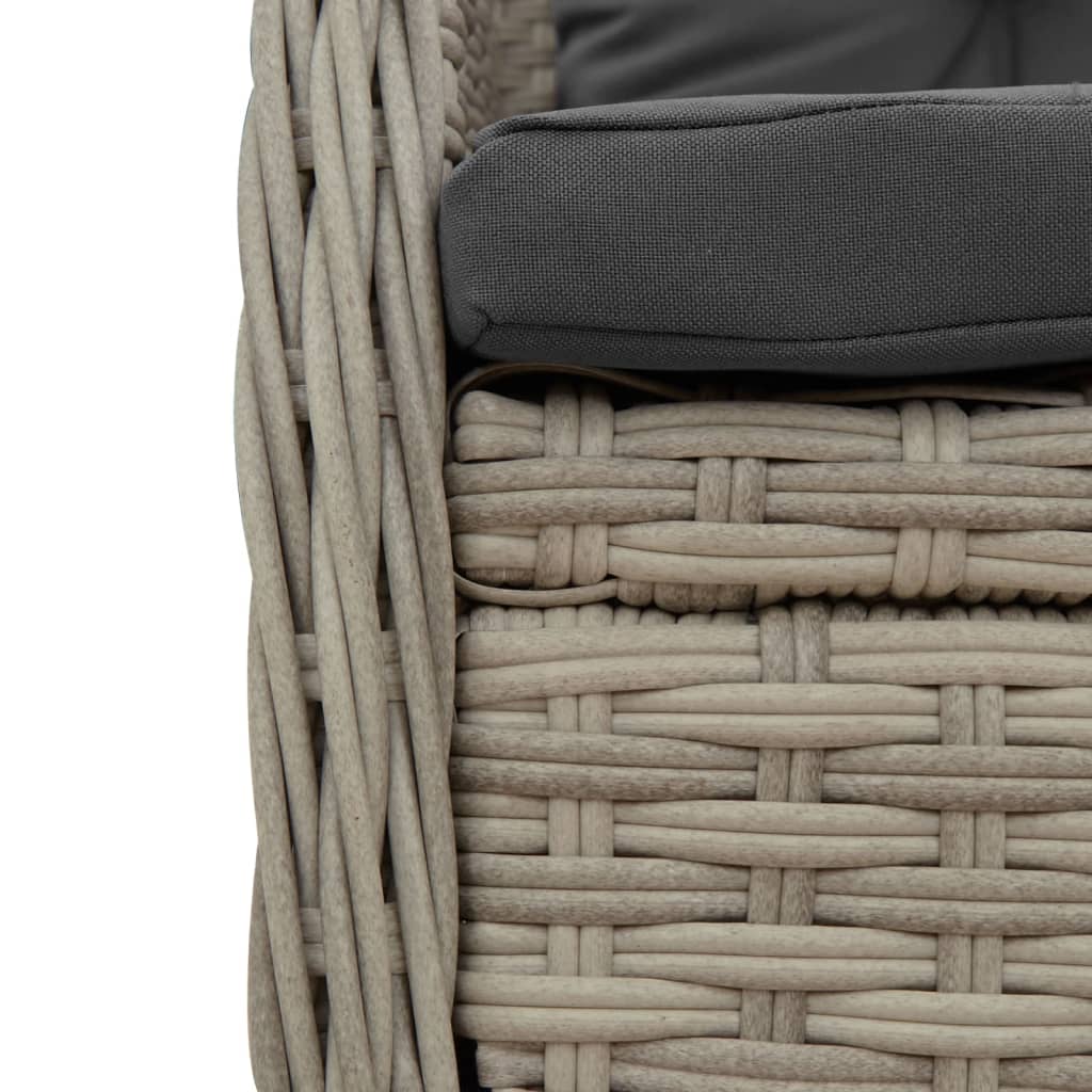Set Pranzo da Giardino 5pz con Cuscini Grigio Chiaro Polyrattan | homemem39