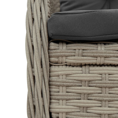 Set da Pranzo da Giardino 7 pz Cuscini Polyrattan Grigio Chiaro | homemem39