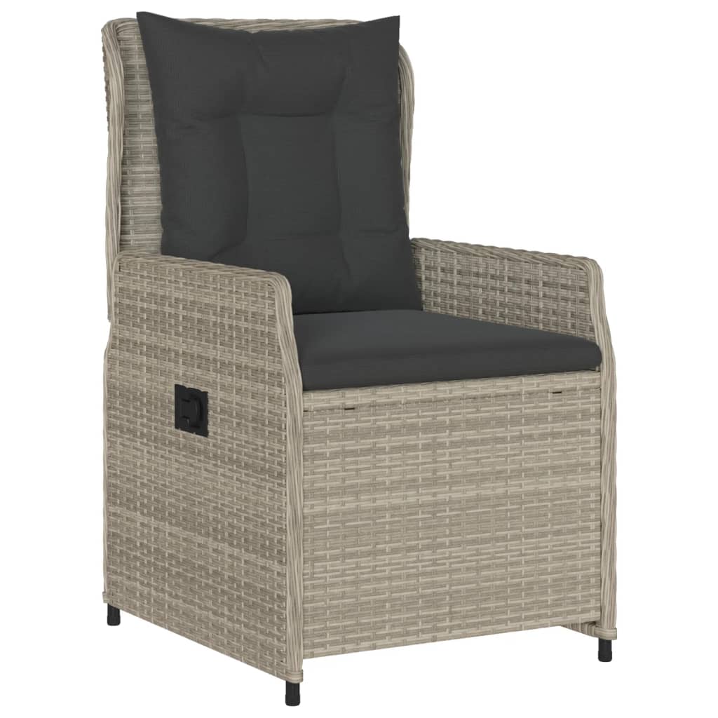 Set da Pranzo da Giardino 7 pz Cuscini Polyrattan Grigio Chiaro | homemem39