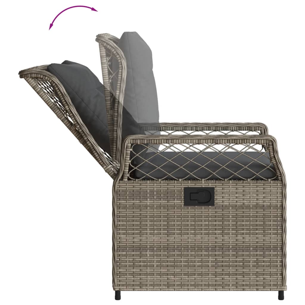 Set da Pranzo da Giardino 3 pz con Cuscini in Polyrattan Grigio | homemem39