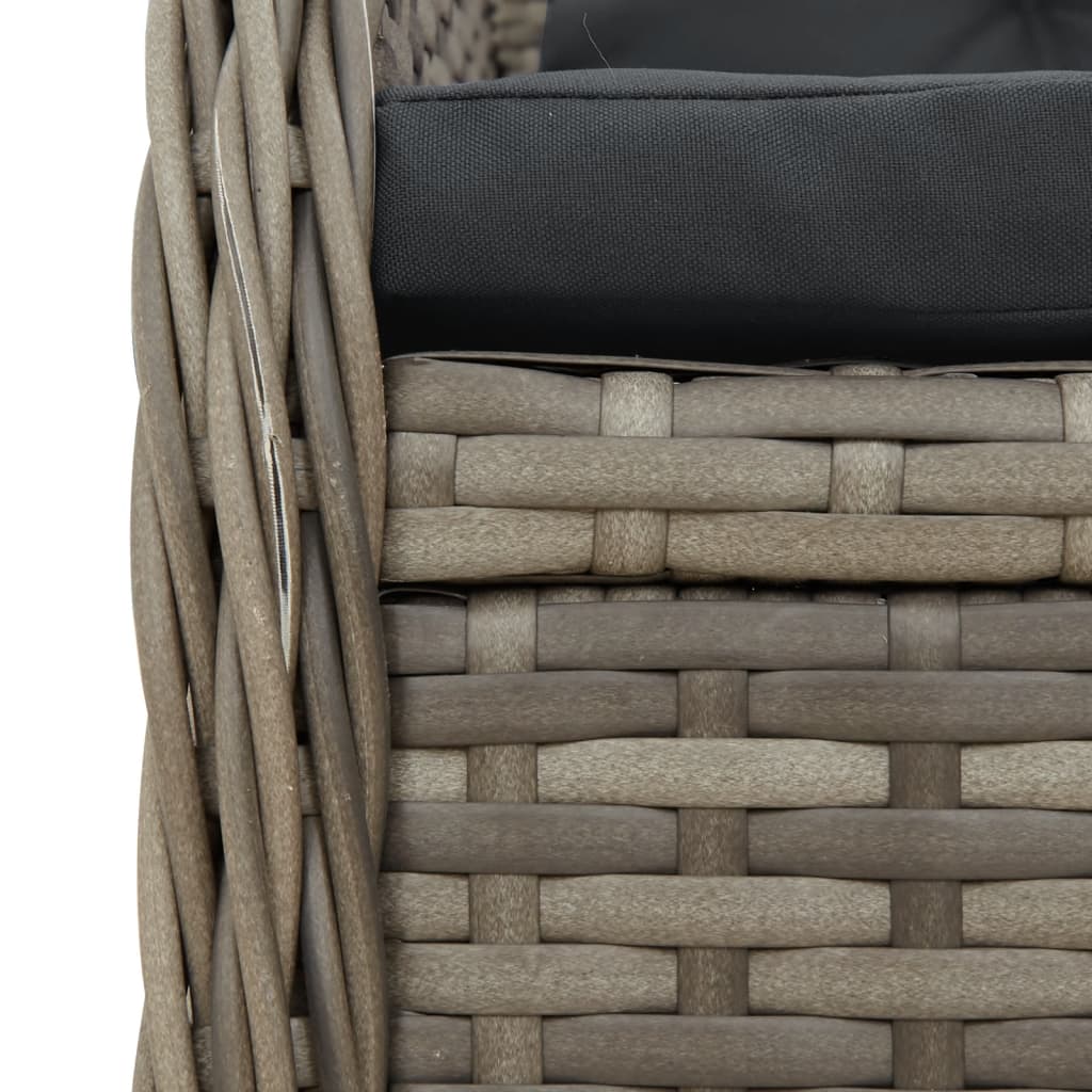 Set da Pranzo da Giardino 3 pz con Cuscini in Polyrattan Grigio | homemem39