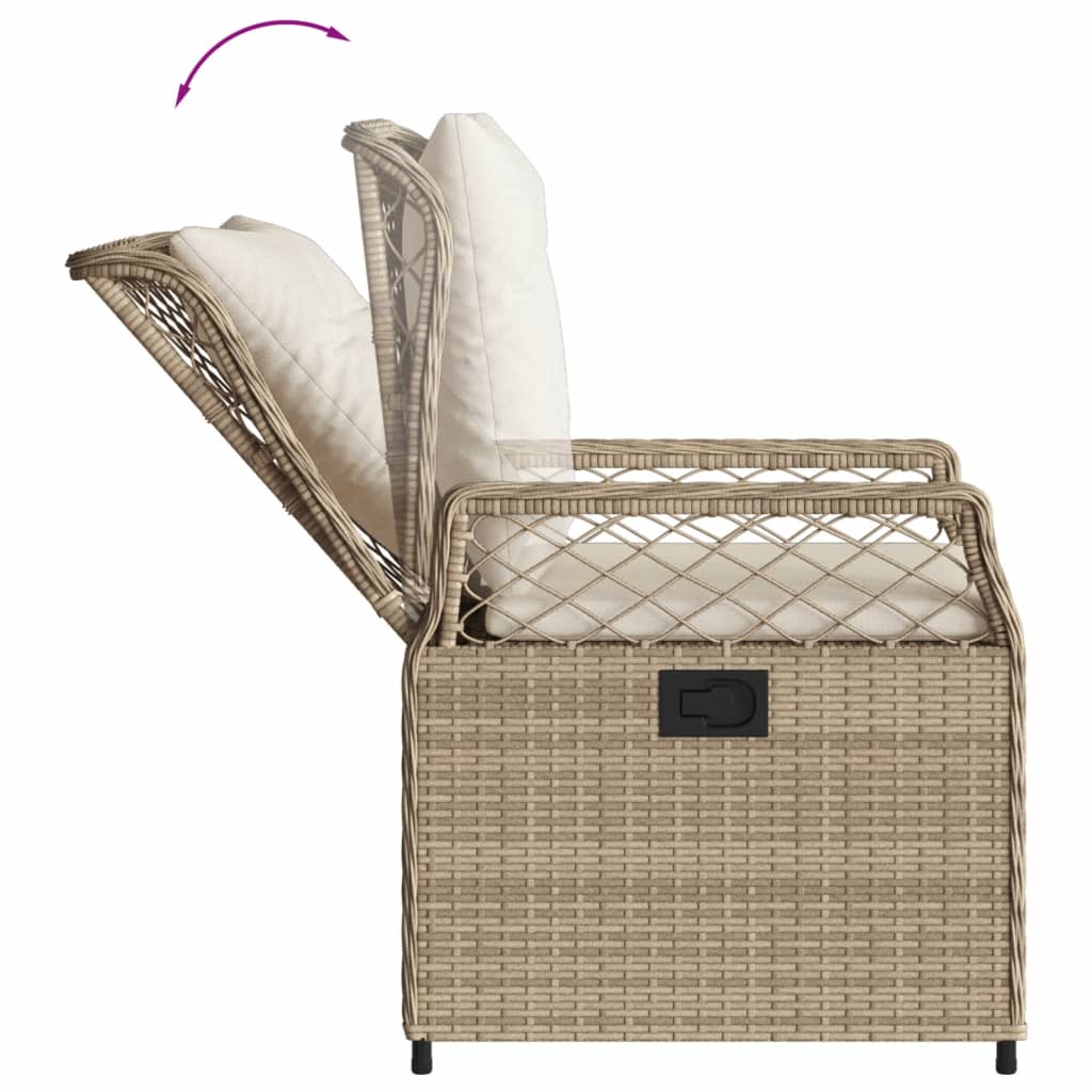 Set da Pranzo da Giardino 3 pz con Cuscini Beige in Polyrattan