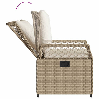 Set da Pranzo da Giardino 3 pz con Cuscini Beige in Polyrattan