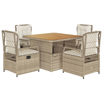 Set da Pranzo da Giardino 5 pz con Cuscini Beige in Polyrattan - homemem39
