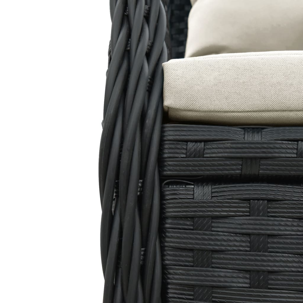 Set da Pranzo da Giardino 7 pz Nero con Cuscini in Polyrattan | homemem39