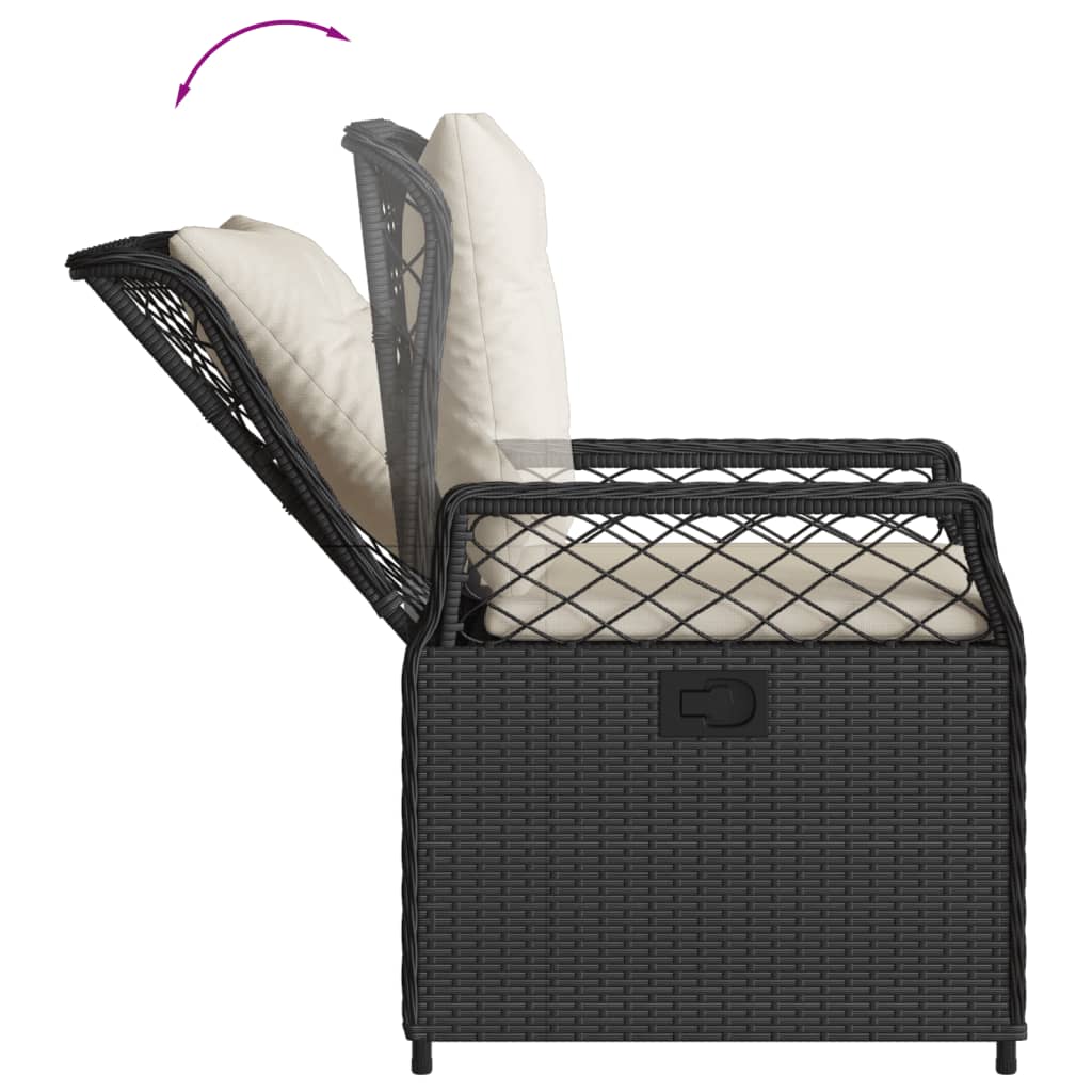 Set da Pranzo da Giardino 9 pz con Cuscini Nero in Polyrattan | homemem39