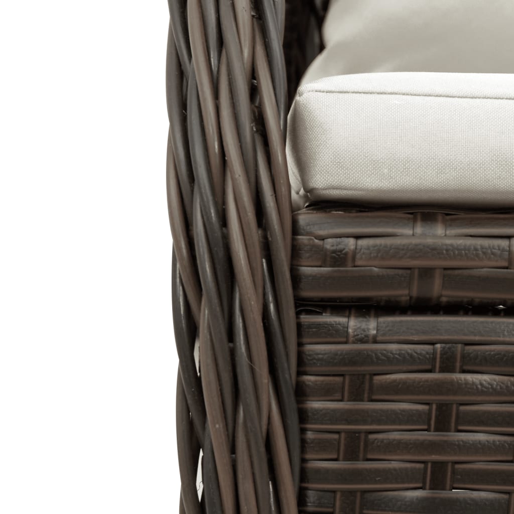 Set da Pranzo da Giardino 9pz con Cuscini Marrone in Polyrattan | homemem39