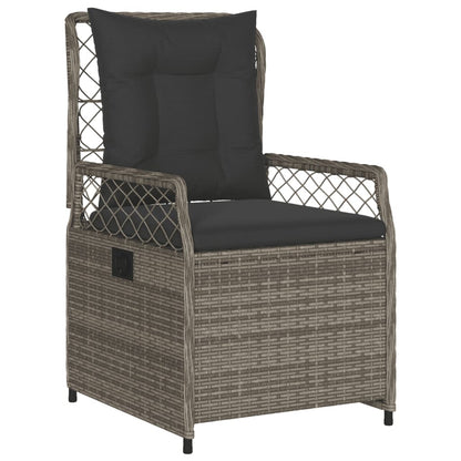 Set da Pranzo da Giardino 7 pz con Cuscini in Polyrattan Grigio