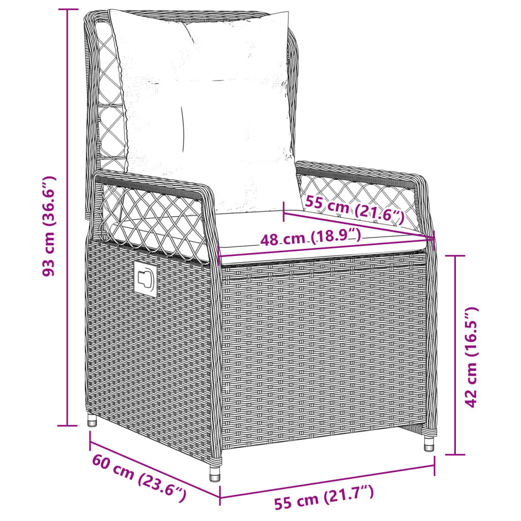 Set da Pranzo da Giardino 9 pz con Cuscini in Polyrattan Grigio | homemem39