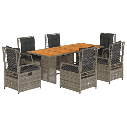 Set da Pranzo da Giardino 7 pz con Cuscini in Polyrattan Grigio | homemem39
