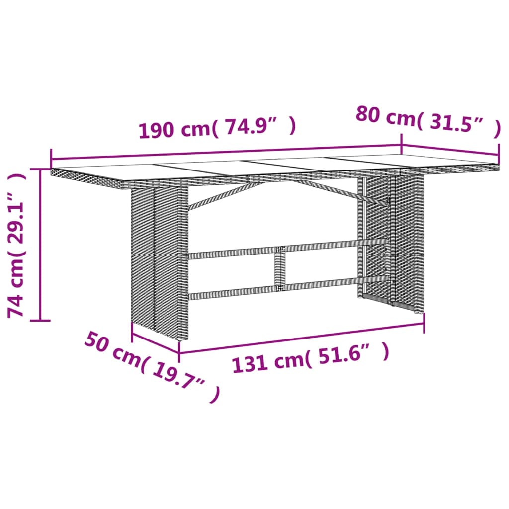 Set da Pranzo da Giardino 7 pz con Cuscini in Polyrattan Grigio | homemem39