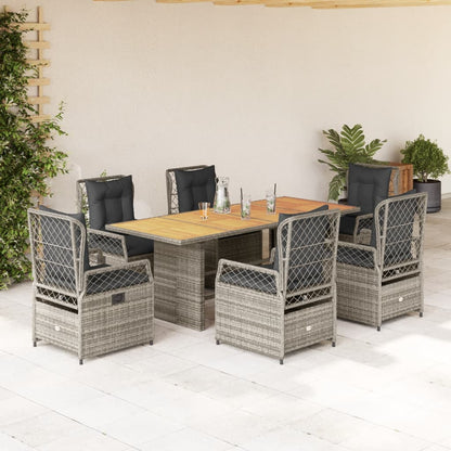 Set da Pranzo da Giardino 7 pz con Cuscini in Polyrattan Grigio | homemem39