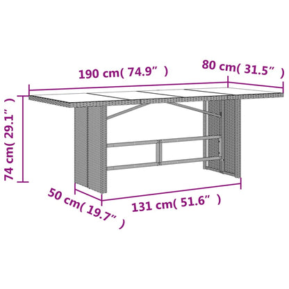 Set da Pranzo da Giardino 9 pz con Cuscini in Polyrattan Grigio