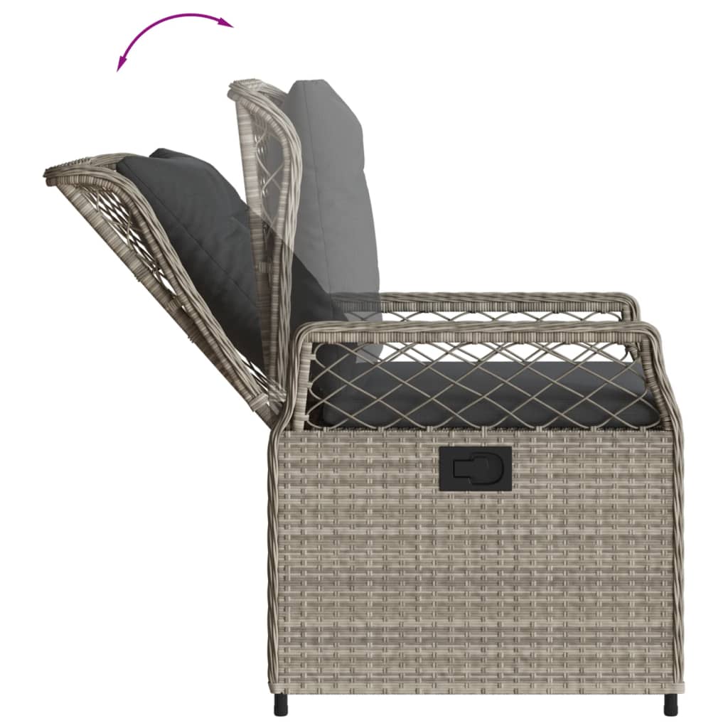 Set da Pranzo da Giardino 7 pz Cuscini Polyrattan Grigio Chiaro | homemem39
