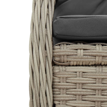 Set da Pranzo da Giardino 7 pz Cuscini Polyrattan Grigio Chiaro | homemem39